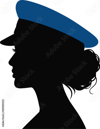 Minimalist Profile Silhouette Wearing Blue Visor Cap