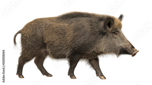 Wild Boar Walking on Transparent Background Beast