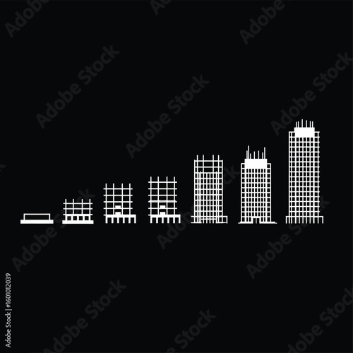 Building construction stages diagram architecture development process skyscraper growth plan design