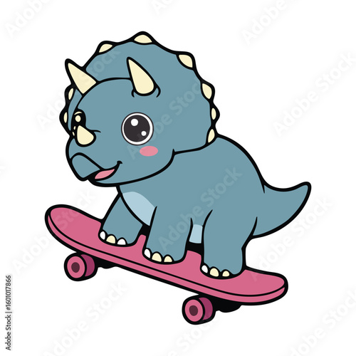 vector dinosaur on a pink skateboard