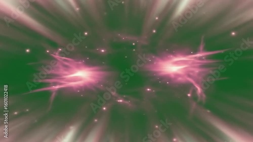 Wallpaper Mural A pink and white luminous core explodes outwards against a dark green background, with wisps of light and particles Torontodigital.ca