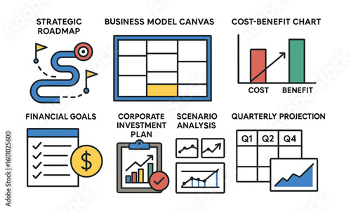 Business planning tools and diagrams for effective strategy and analysis