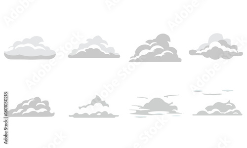 Collection of Cartoon Cloud Vector Illustrations for Weather and Sky Graphics
