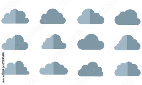 Collection of Cartoon Cloud Vector Illustrations for Weather and Sky Graphics