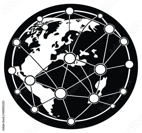 Global social network with connected people and technology showing worldwide communication and teamwork concept