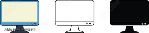 Three Computer Monitor Icons in Different Styles