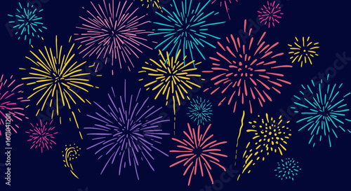 Colorful Fireworks Display at Night