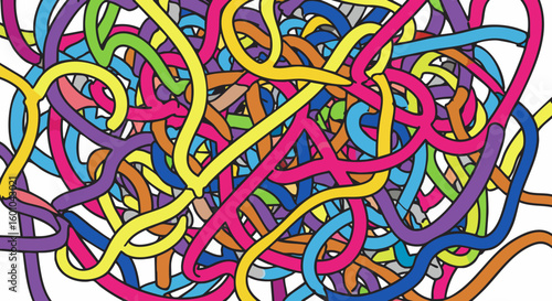 Colorful Abstract Tangled Wavy Lines Pattern Background