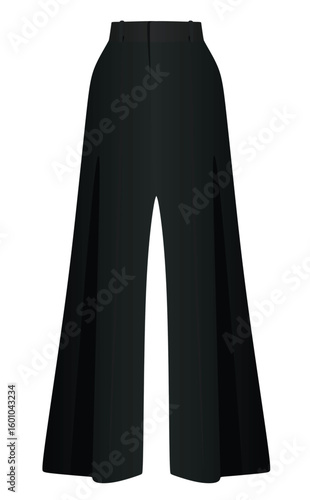 Black flared loose pants. vector	