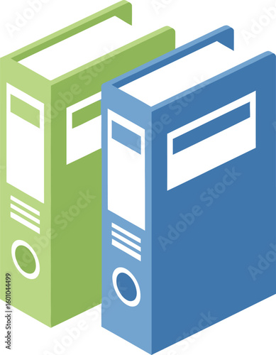 Isometric office binders vector illustration for organizing documents and files neatly