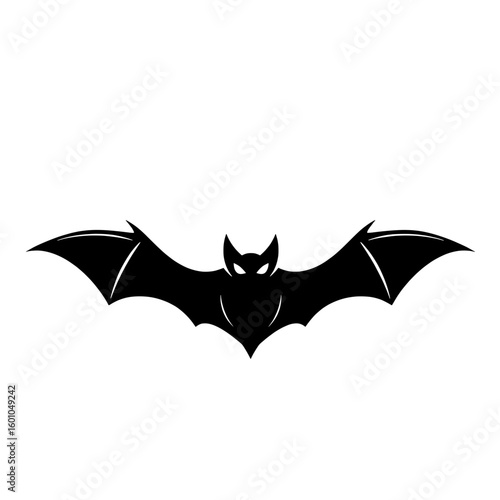 silhouette of a halloween bat with outstretched wings on a white background