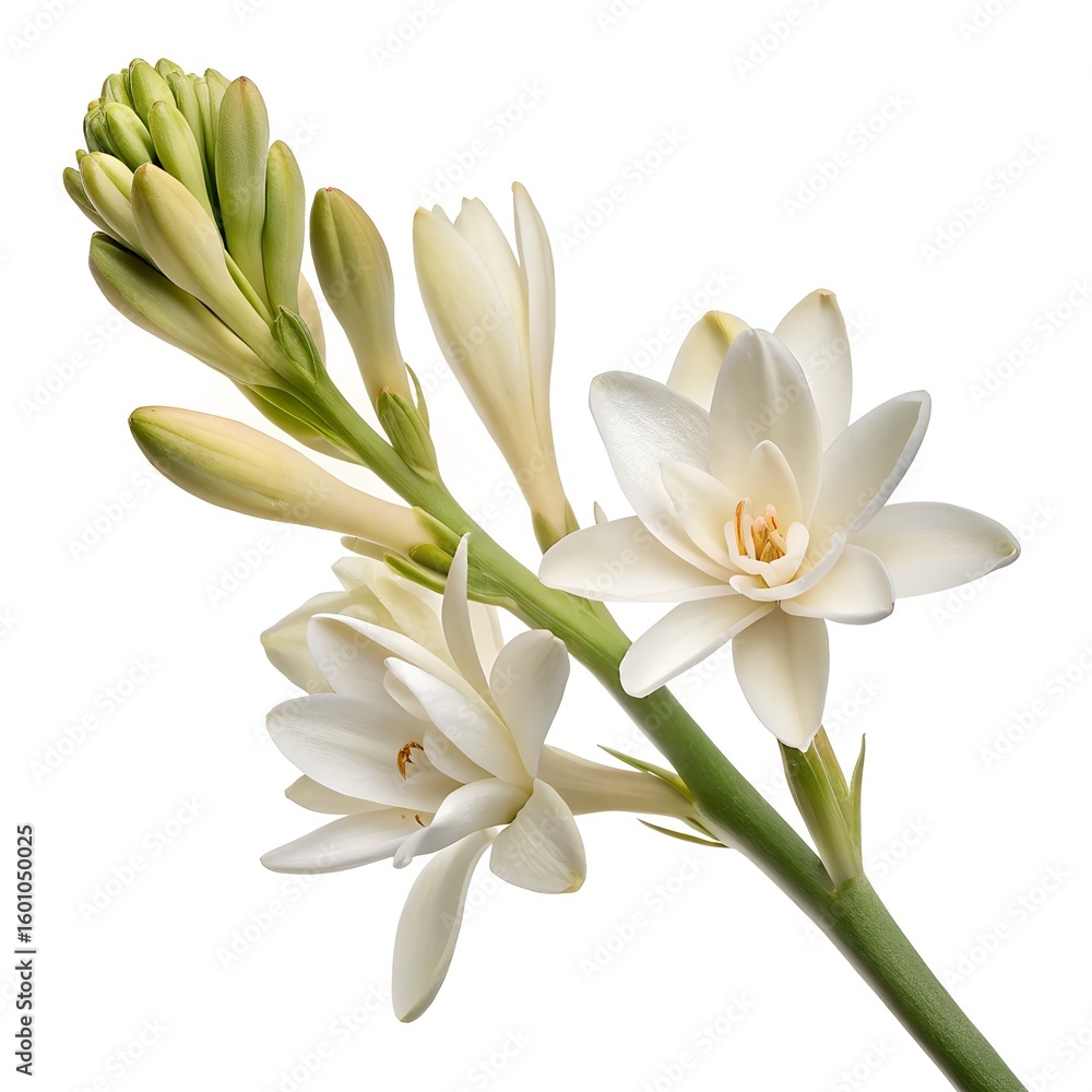 Fototapeta premium Bouquet of white tulips and isolated lily of the valley flowers in a spring garden setting