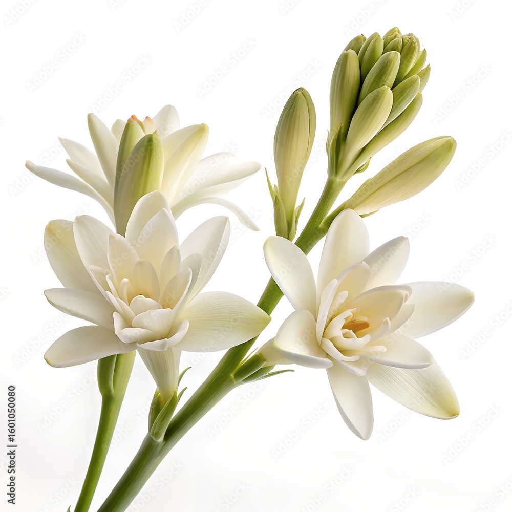 Obraz premium Bouquet of white tulips and isolated lily of the valley flowers in a spring garden setting