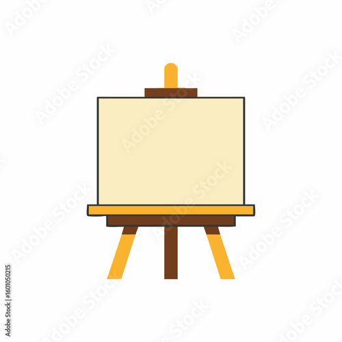 Easel with blank canvas art studio equipment vector illustration