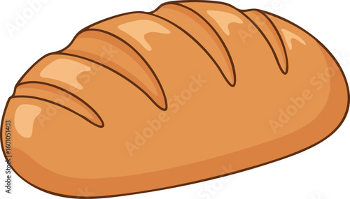 Freshly baked loaf of bread vector illustration with golden crust and simple design