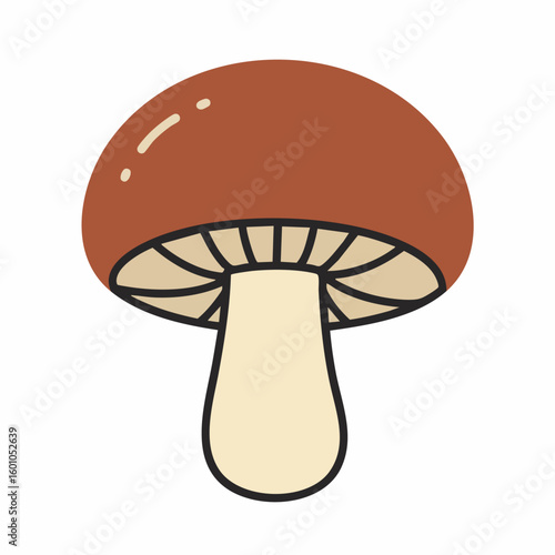 Cute cartoon mushroom simple drawing isolated white background