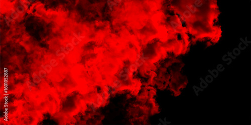 Rough red and dark watercolor brush drawn and Smoke Overlays black Background. Realistic cloudscape atmosphere and horror sky background. Red Distressed Vintage and Realistic rusty textured metal