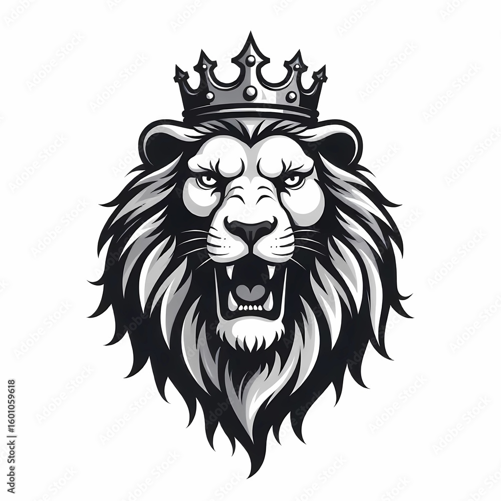 Fototapeta premium monocrome lion head roaring vector