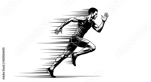 Motion Blur Runner Silhouette Line Art Illustration
