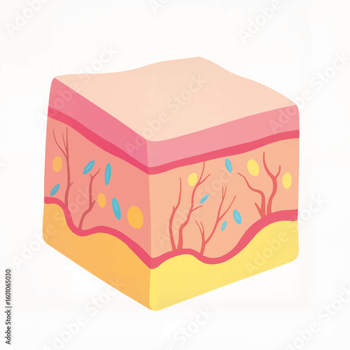 Cross-section graphic of human skin layers in pastel colors  