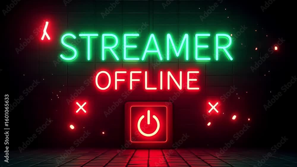 Streamer offline screen neon background for twitch youtube gaming channel video end screen animated background