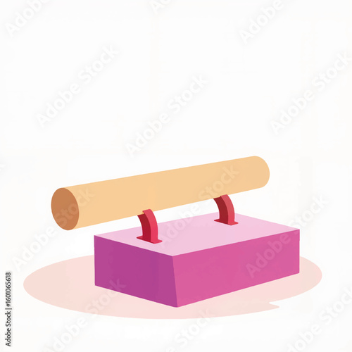 Gymnastics balance beam in pink color with minimalist design  