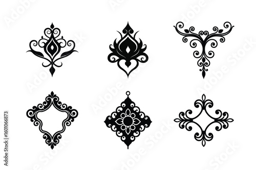 Traditional decorative motifs with artistic flair Silhouette Vector illustration