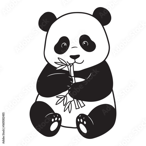 panda bear with bamboo