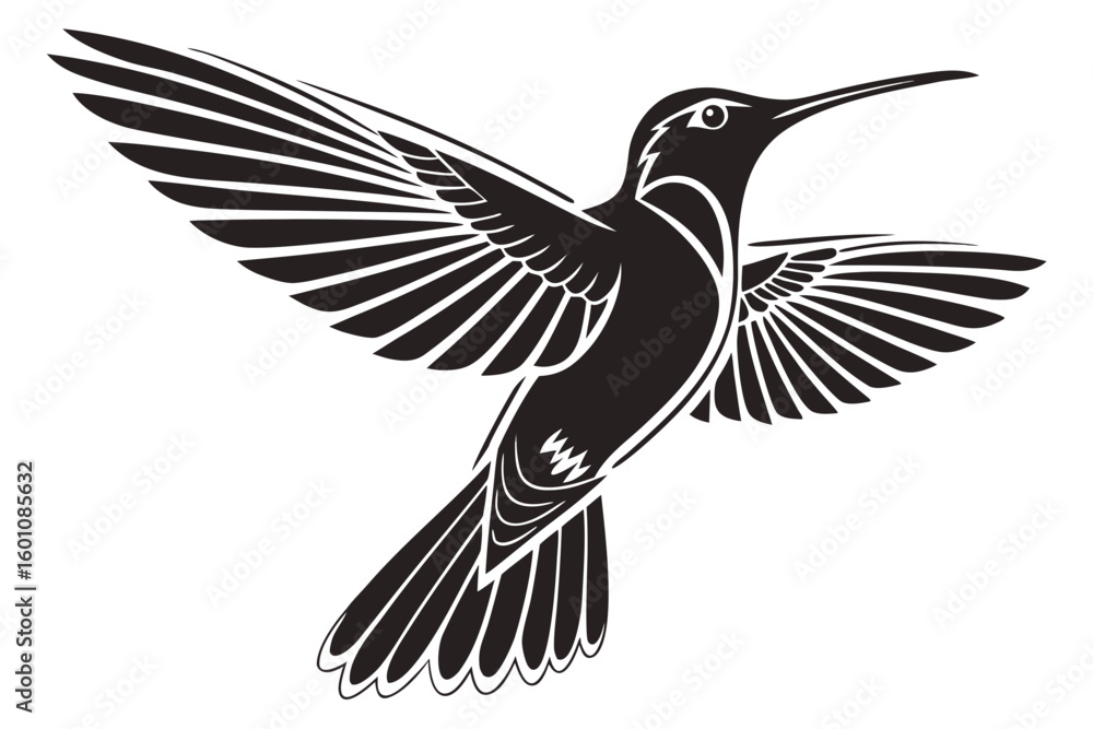 Obraz premium hummingbird logo black vector