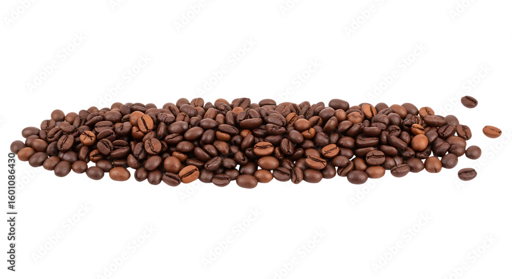 Obraz premium Roasted Coffee Beans: Rich Brown Tones, Isolated on Black Background, Aromatic and Fresh.