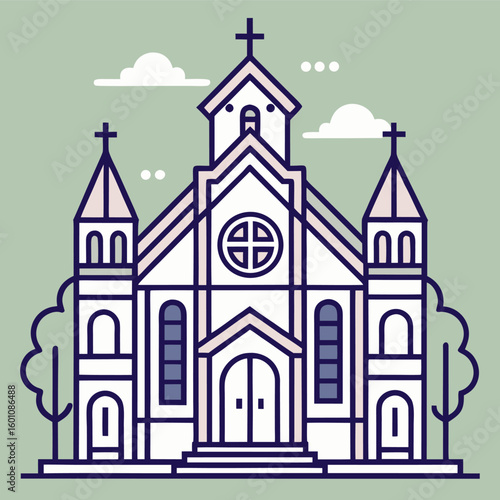 Wallpaper Mural vector illustration of church Torontodigital.ca