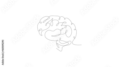 brain continuous one line drawing of isolated outline vector 
