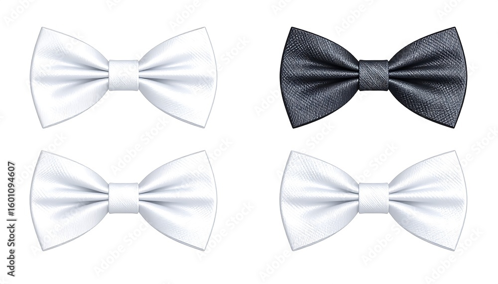 Naklejka premium Four bow ties, two white, two black