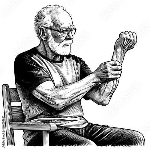 Elderly man sitting on chair