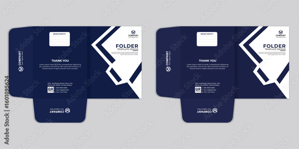 Fototapeta premium Modern file folder template designed for real estate and security service businesses. Includes abstract branding elements, perfect for office documents, tech firms, and corporate use.