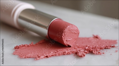 Light pink lip balm, product smudge