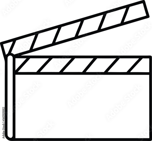 clapperboard icon line art vector illustration on transparent background

