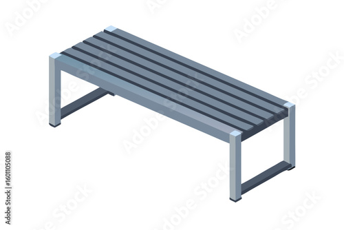 Isometric bench furniture seat park bench outdoor seating urban design modern bench