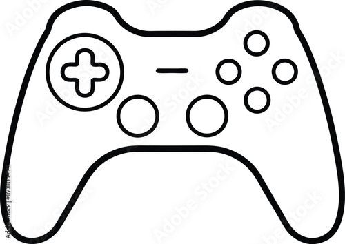 game controller icon line art vector illustration on transparent background
