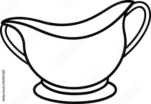 gravy boat icon line art vector illustration on transparent background
