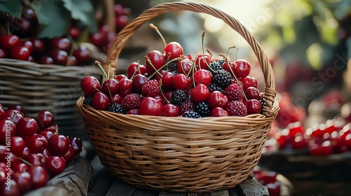 cherries in a basket