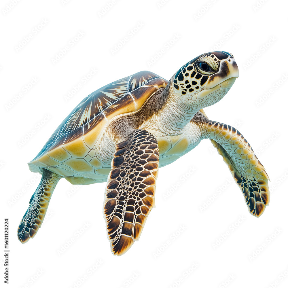 Fototapeta premium Young Swimming Turtle PNG on Transparent Background