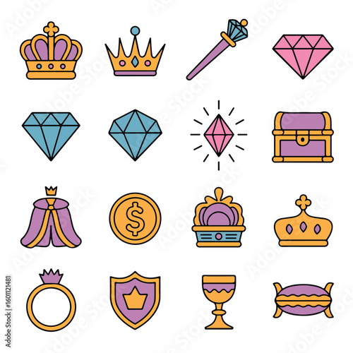 Discover royal treasures like crowns, diamonds, and gold coins for your luxury projects