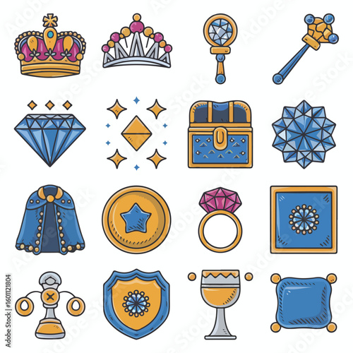 Discover royal treasures like crowns, diamonds, and magic wands for your designs