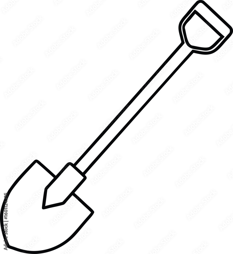 Naklejka premium shovel icon line art vector illustration on transparent background 