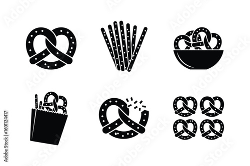 Black pretzel silhouettes and pretzel sticks pretzels snack