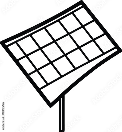 solar panel icon line art vector illustration on transparent background
