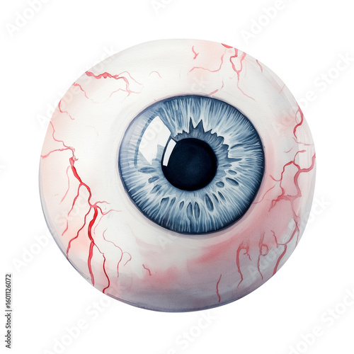 Cute Halloween Eyeball Watercolor Clipart on White Background