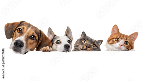 Wallpaper Mural Dogs and cats peeking over web banner extracted isolated on a white background PNG. AI GENERATED. Torontodigital.ca