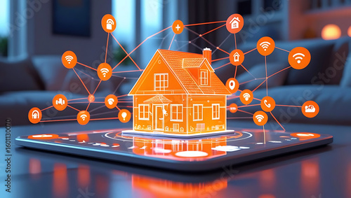 Fototapeta Naklejka Na Ścianę i Meble -  Miniature toy houses with roofs and windows, symbolizing real estate and residential architecture, are depicted on black backgrounds, roads, and city streets